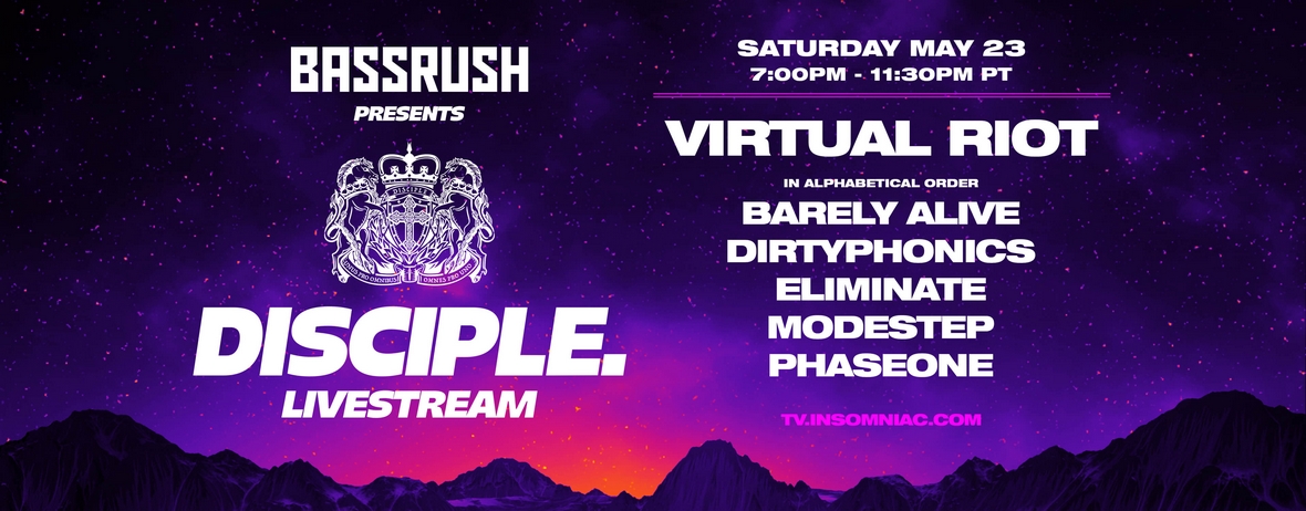 Venez (re)voir le LiveStream de Bassrush presents Disciple. !